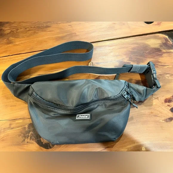 The Foldie Crossbody Bag RFID Safe Travel Gray Nylon Fanny Pack Adjustable - Picture 1 of 3